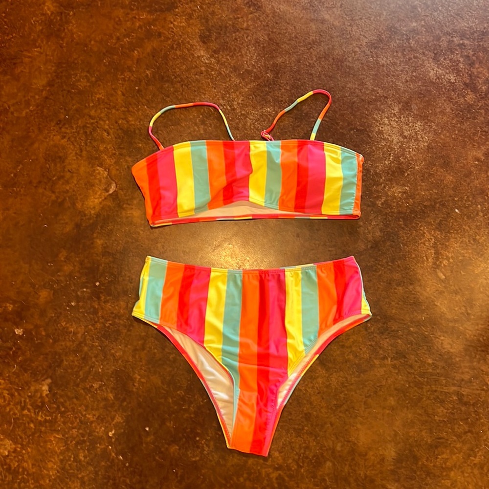 NWOT Colorful Striped Bikini Size XL
